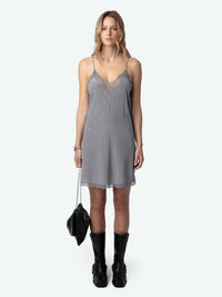 Vestido De Seda Ristyz Con Strass
